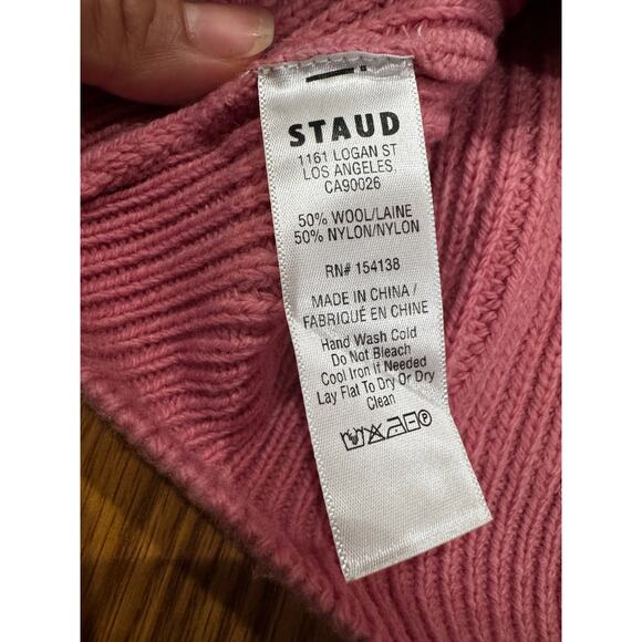 STAUD Pink Aura ribbed wool-blend sweater sz Medium - Picture 13 of 13